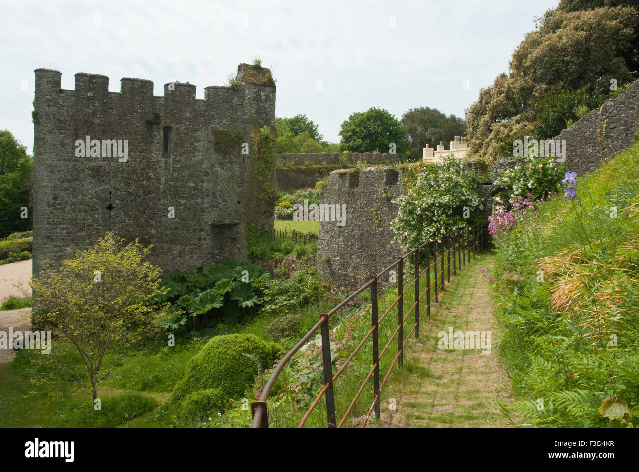 Trematon Castle Saltash Cornwall showing castle and garden Stock Photo