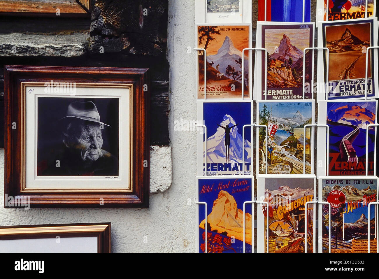 Postcard and photography shop. Zermatt. Switzerland. Europe Stock Photo