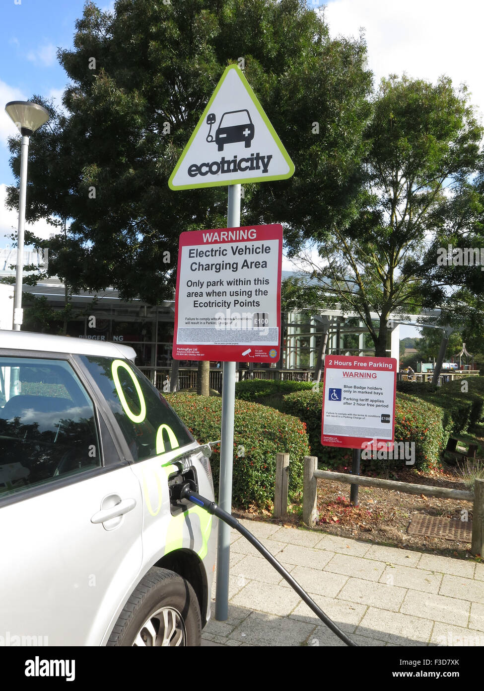 Electric Car Charging Point at South Mimms Motorway Services on the M25 Stock Photo