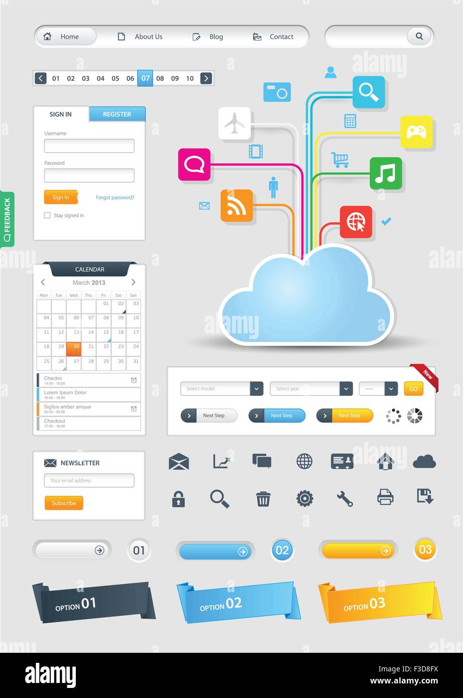 site Design Pack with colorful web stickers, tags and labels