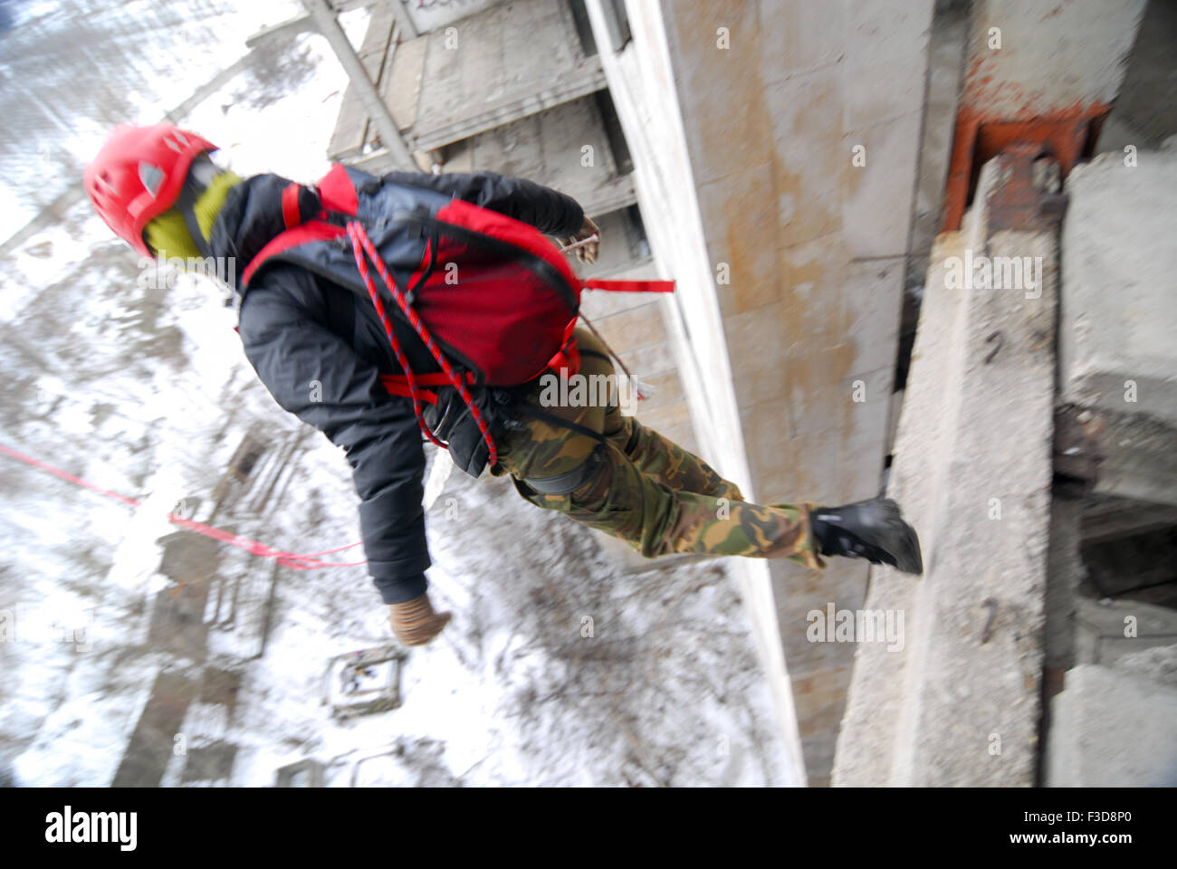 ZHELEZNODOROZHNIY RUSSIA March 9 2008 Rope Jumping Event Held At The Abandoned Building 