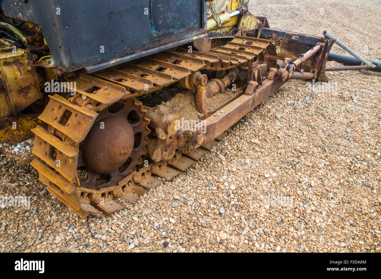 Caterpillar track, continuous track or tank tread on old vehicle Stock