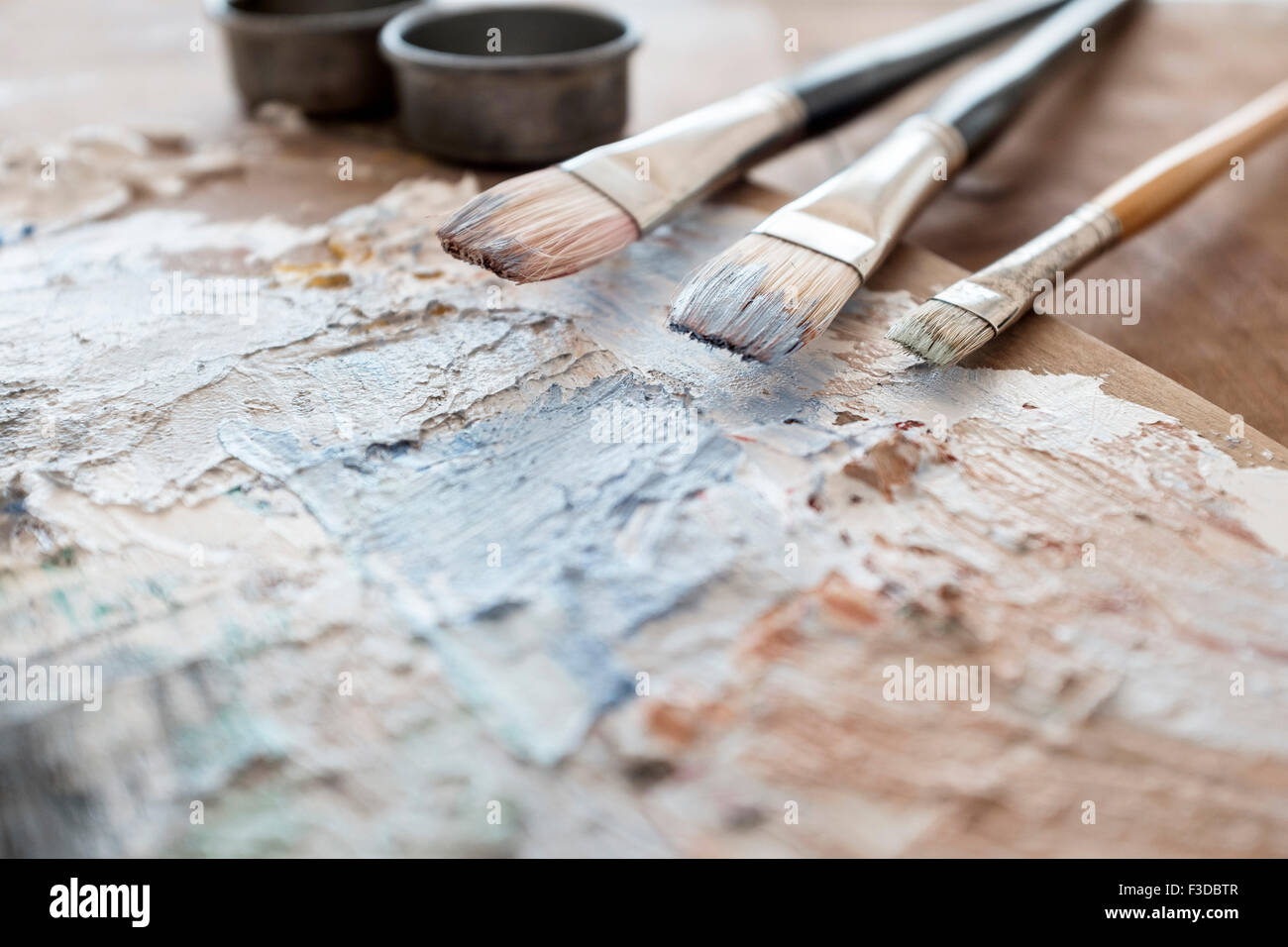 Paintbrushes and palette Stock Photo