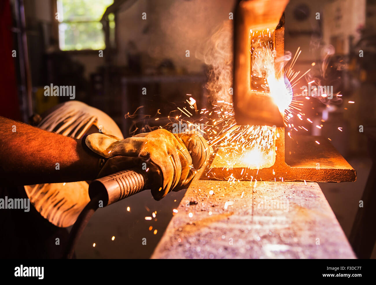 Close-up of welder working Stock Photo