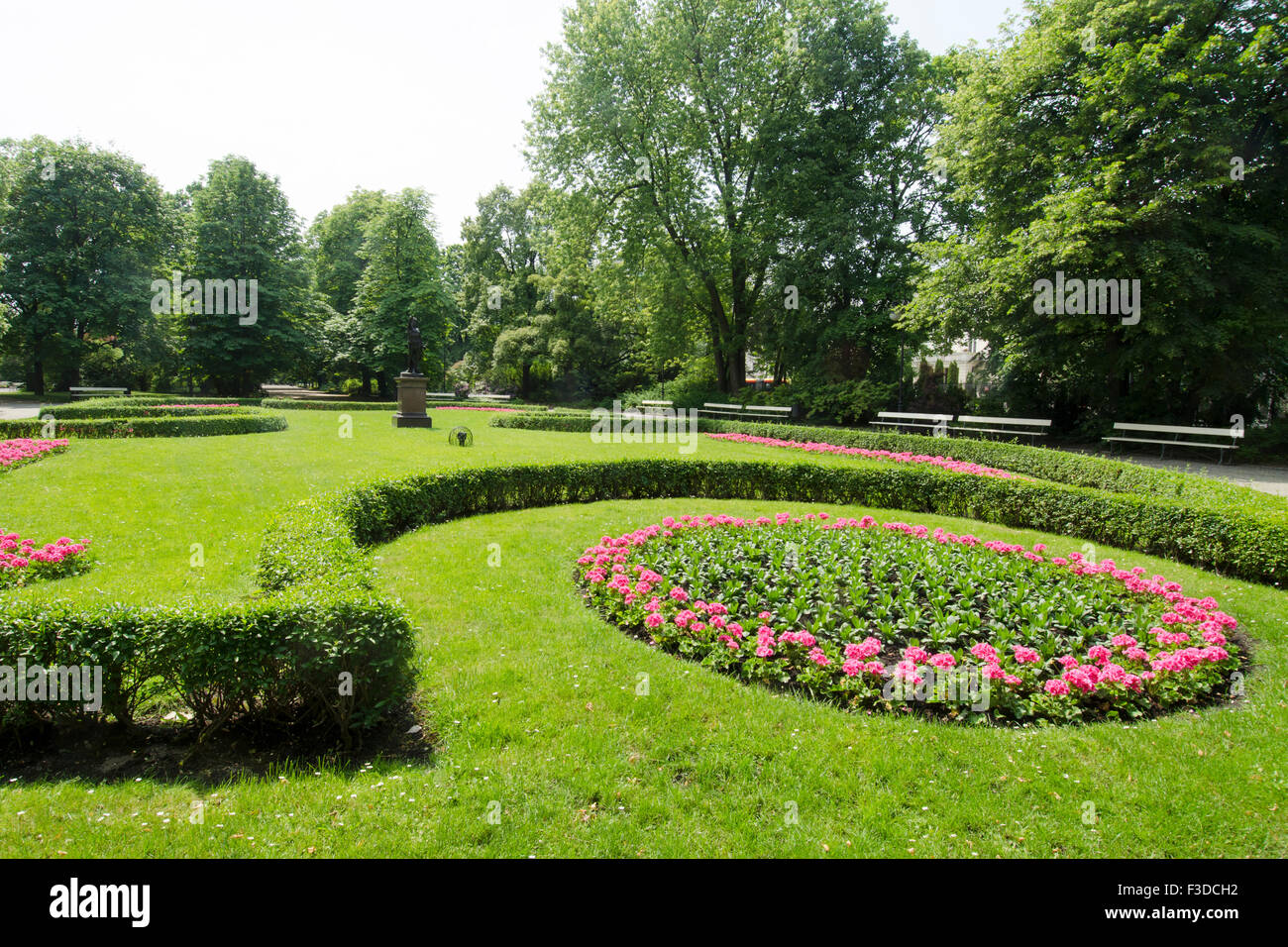 Flowerbed in Lazienki Park Stock Photo