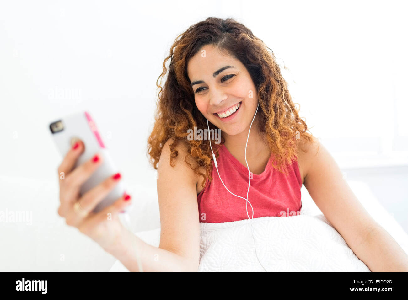 Woman using phone Stock Photo