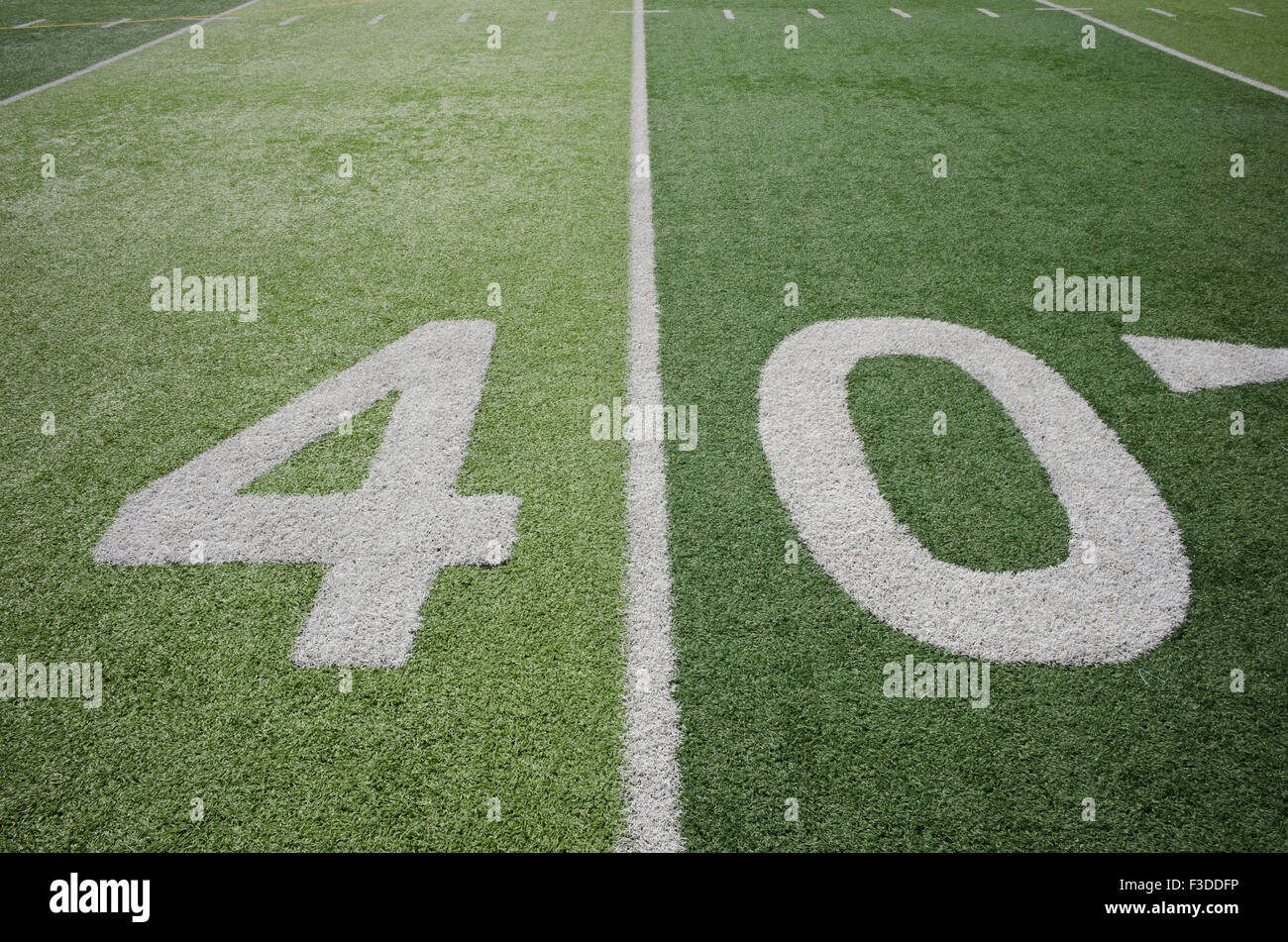 Football field marking of 40 yard line Stock Photo Alamy