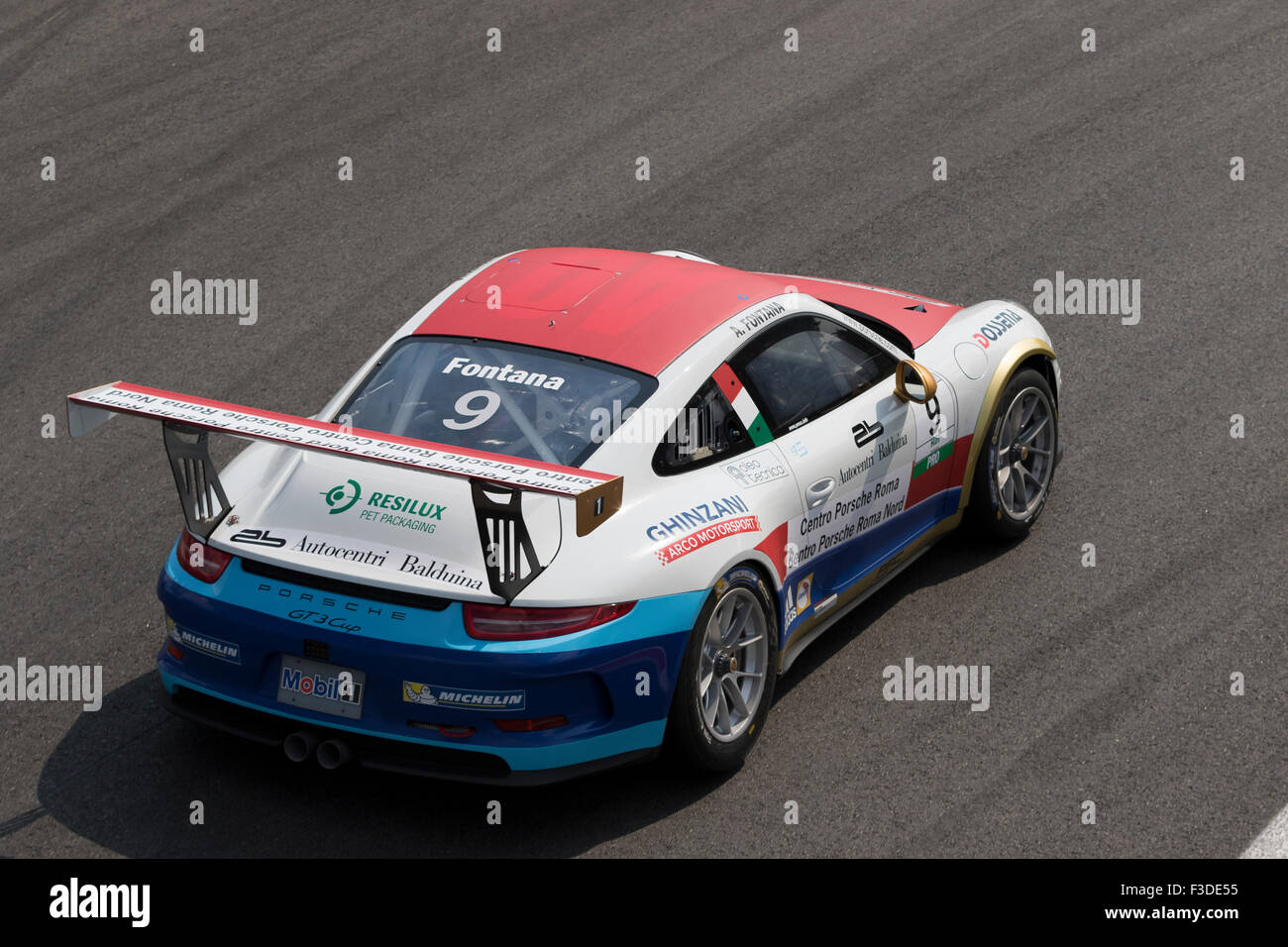 Monza, Italy - May 30, 2015: Porsche 911 GT3 Cup of Ghinzani Arco Motorsport team, driven  by Andrea Fontana Stock Photo