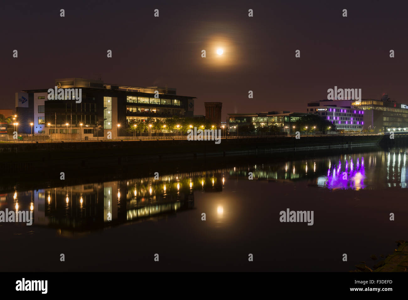 STV Headquarters at night, Pacific Quay,Glasgow,Scotland,UK, Stock Photo