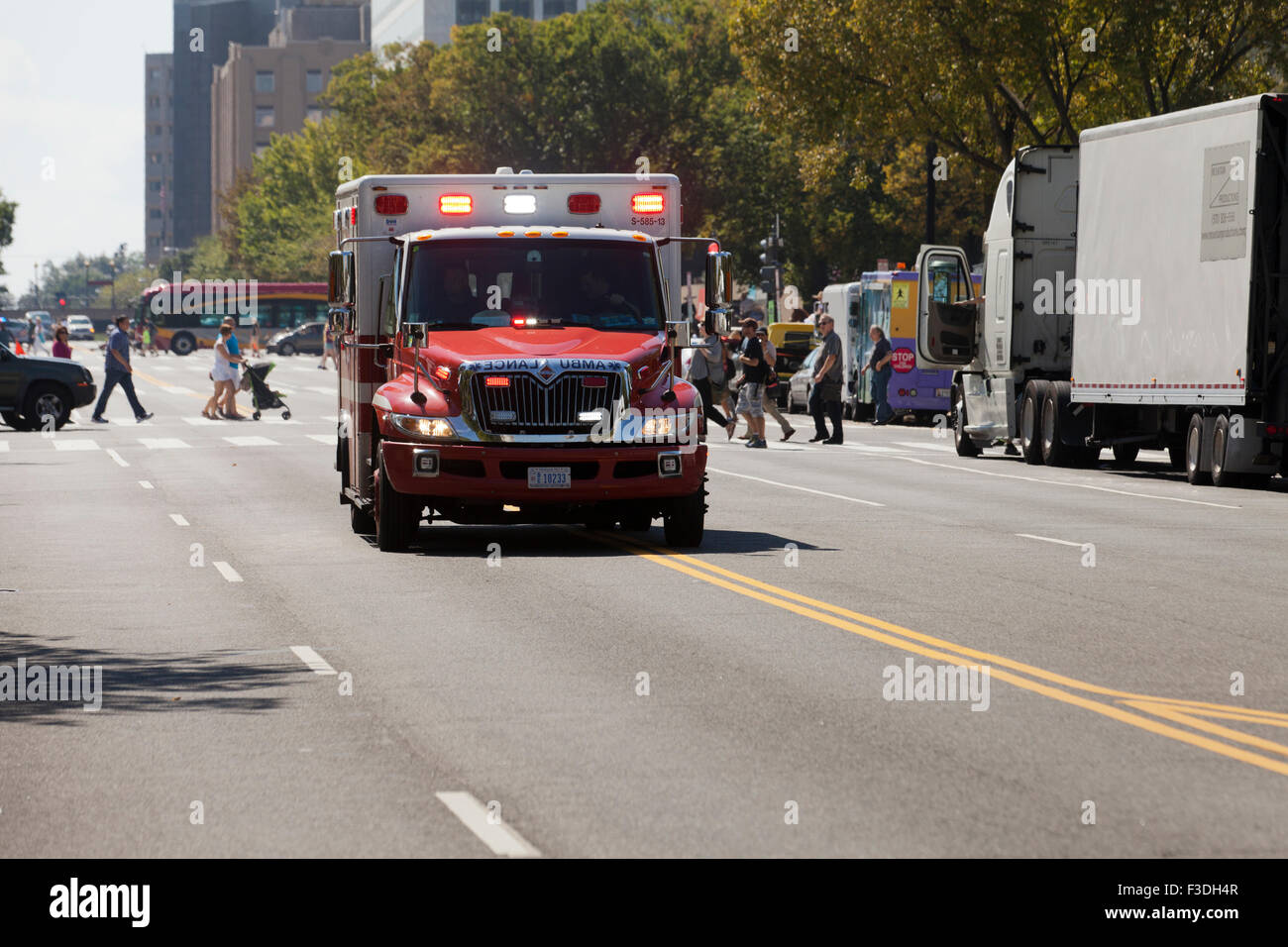 Washington, DC EMS Ambulance responding to call - Washington, DC USA Stock Photo