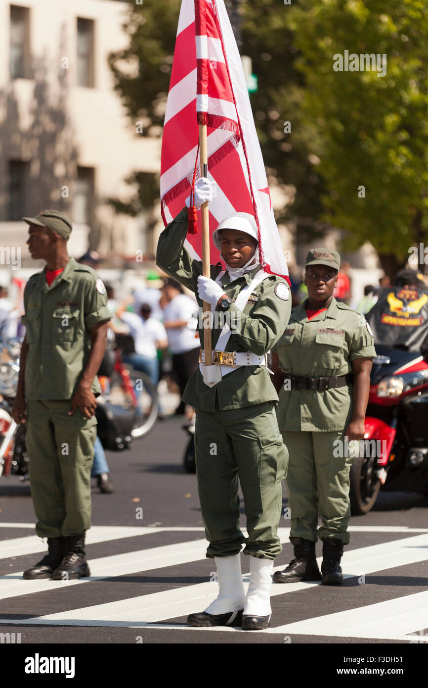 Capital Guardian Youth Challenge Academy members, at-risk teens participating in cultural parade - Washington, DC USA Stock Photo