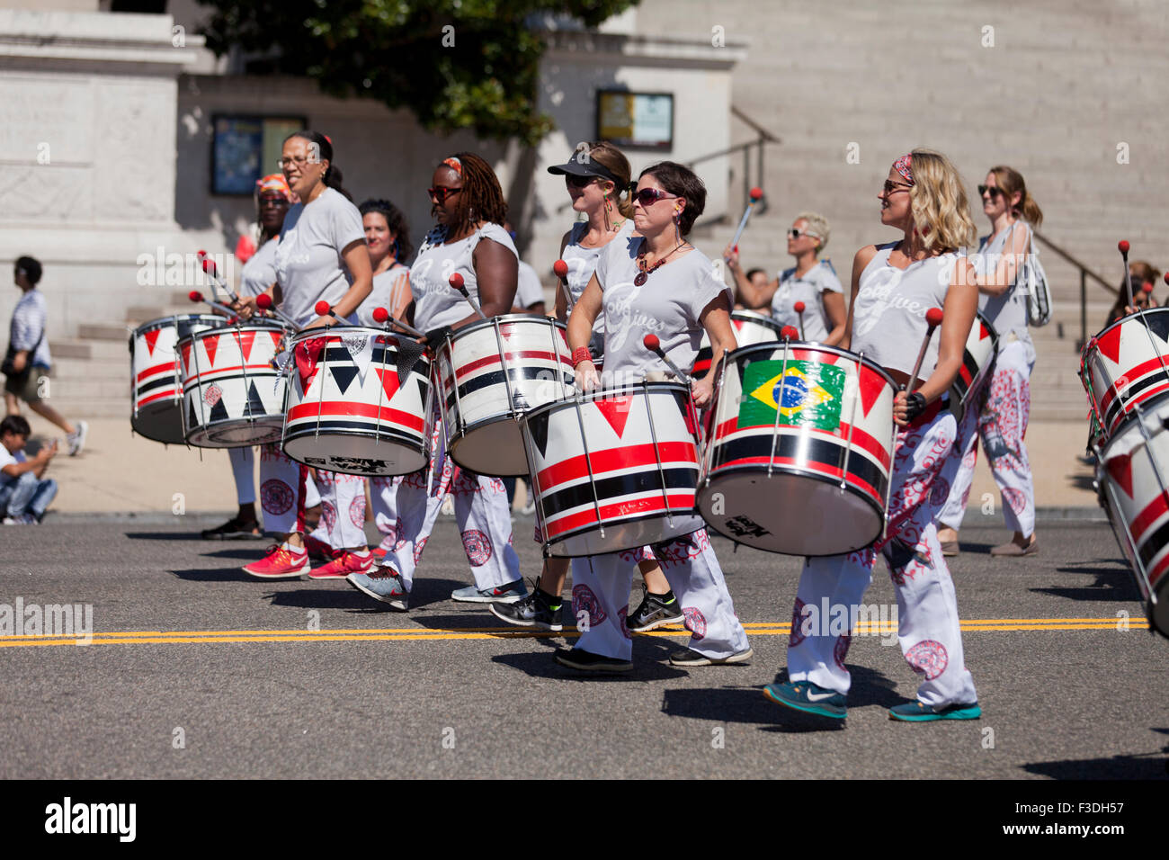 Batalá drummers at parade - Washington, DC USA Stock Photo