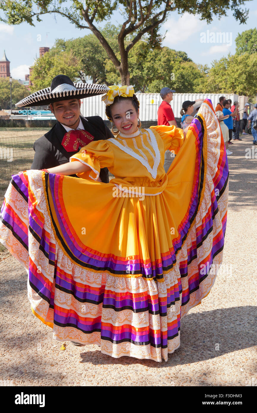 Mexican children hat dancers in traditional costume - USA Stock Photo