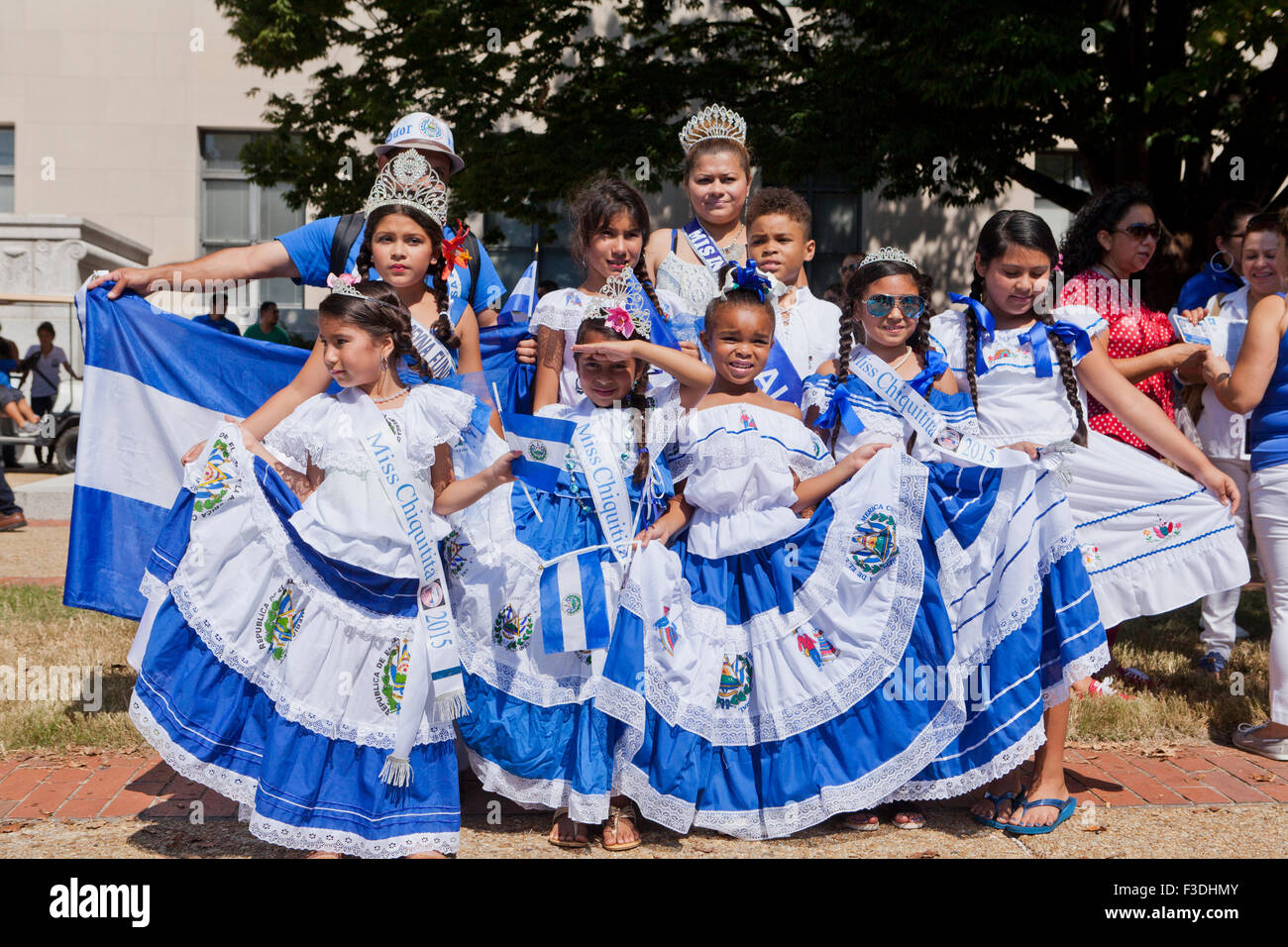 Salvadoran youth dance group at Fiesta DC Latin festival - Washington, DC USA Stock Photo