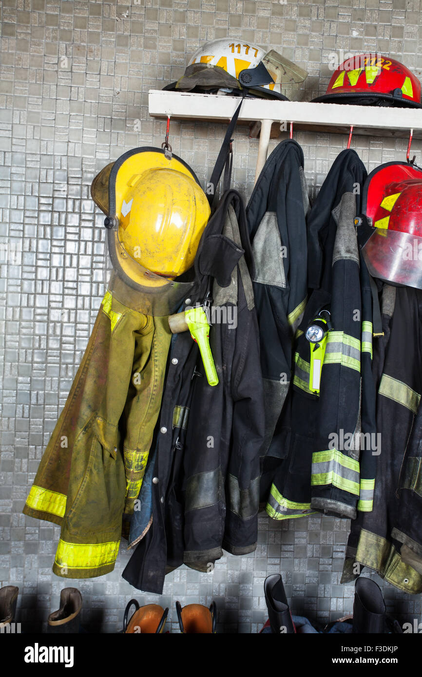 Firefighter Equipment Arranged At Fire Station Stock Photo Alamy