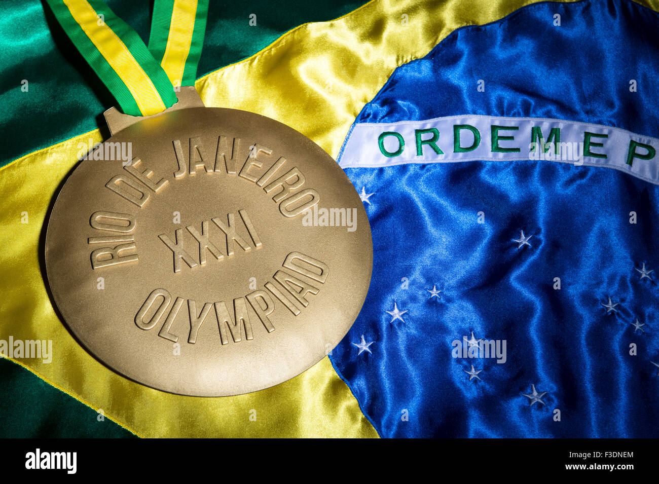 RIO DE JANEIRO, BRAZIL FEBRUARY 3, 2015 Large gold medal