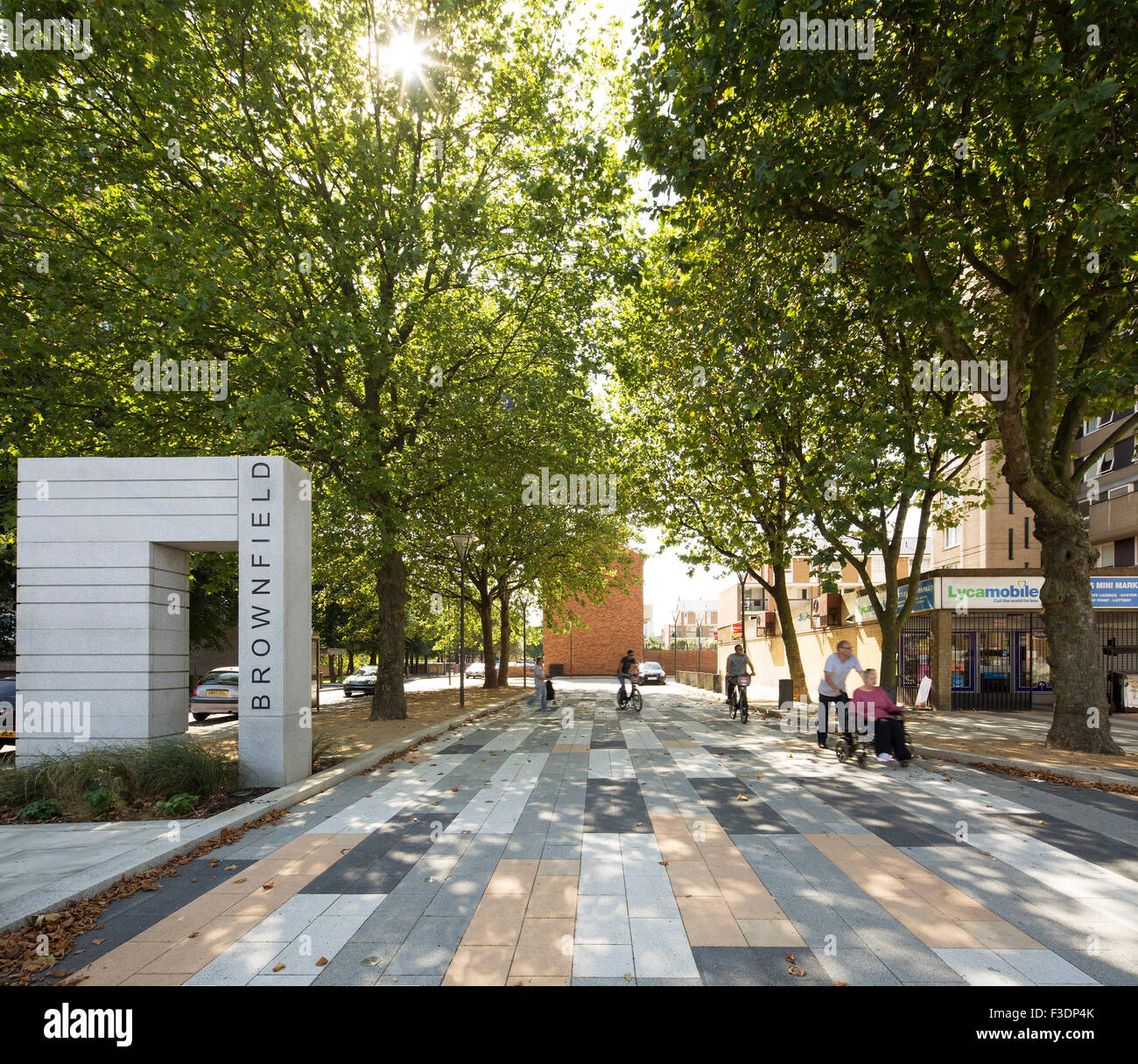 View of landscape architecture on the Brownfield Estate. Brownfield