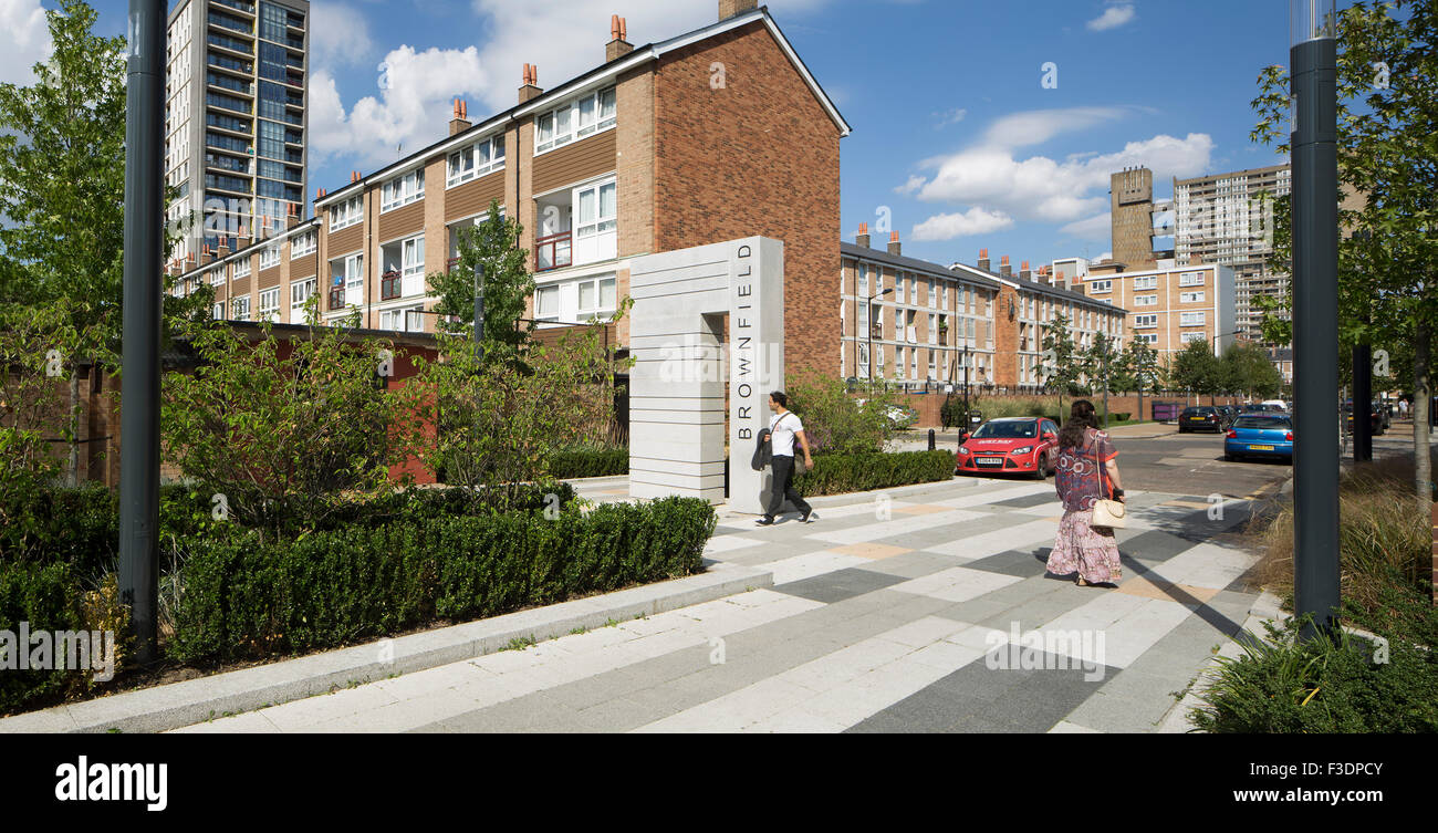 View of landscape architecture on the Brownfield Estate. Brownfield