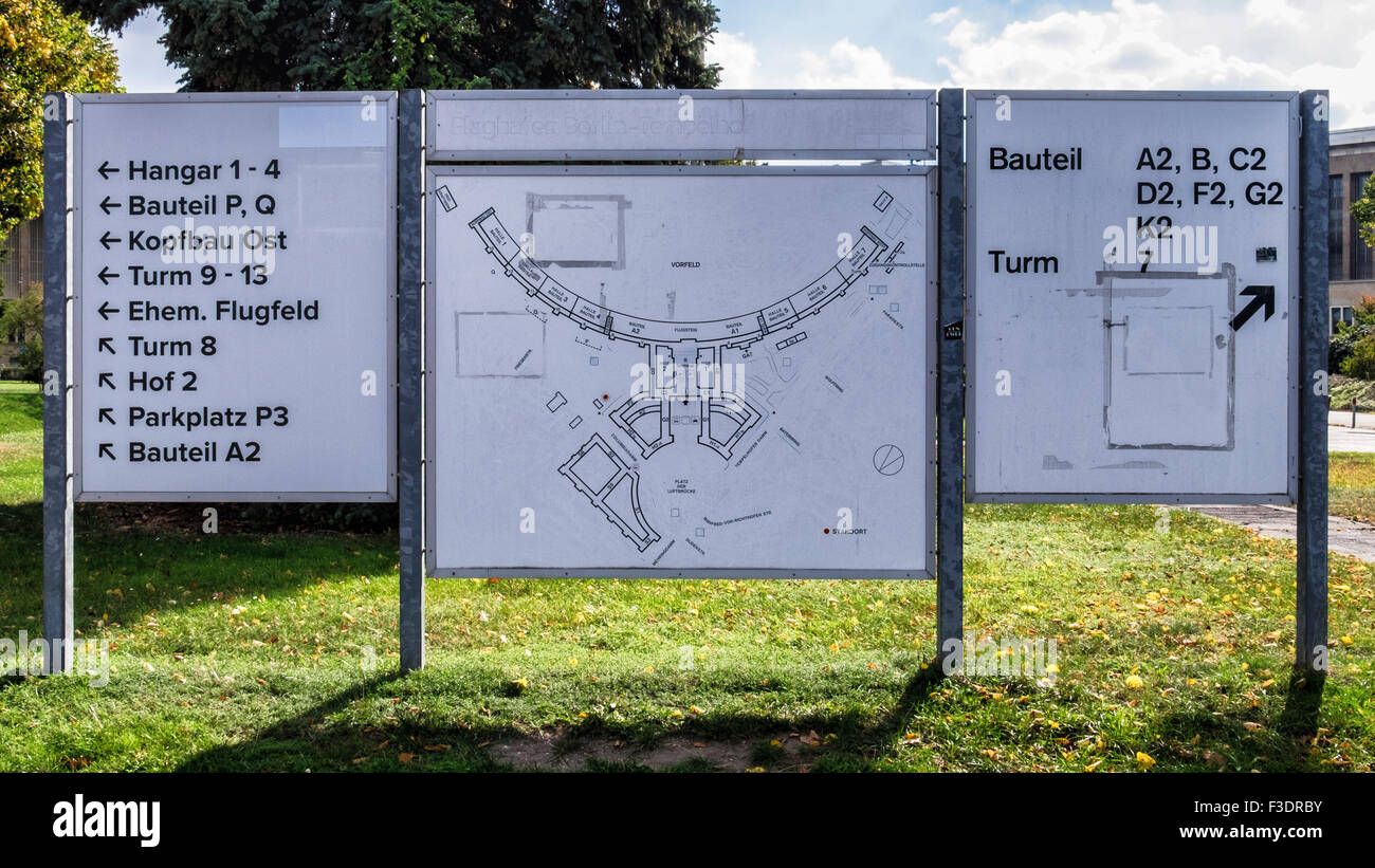 Berlin Tempelhof Airport Berlin Tempelhof Flughafen Map Stock Photo Alamy