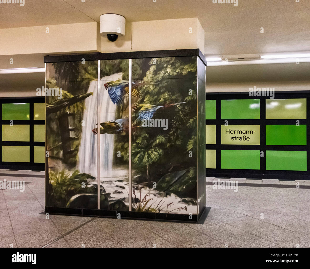 Berlin Underground railway. Hermannstrasse Ubahn station platform