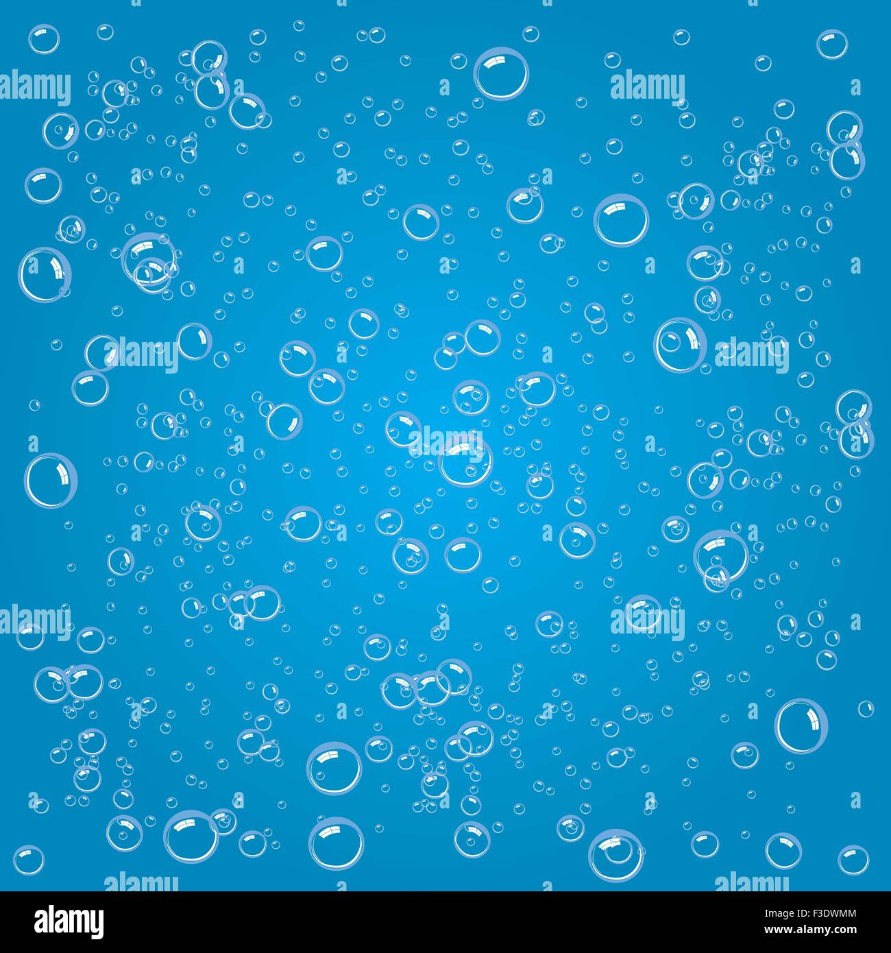 Bubbles in water on blue background. Circle and liquid, light design ...