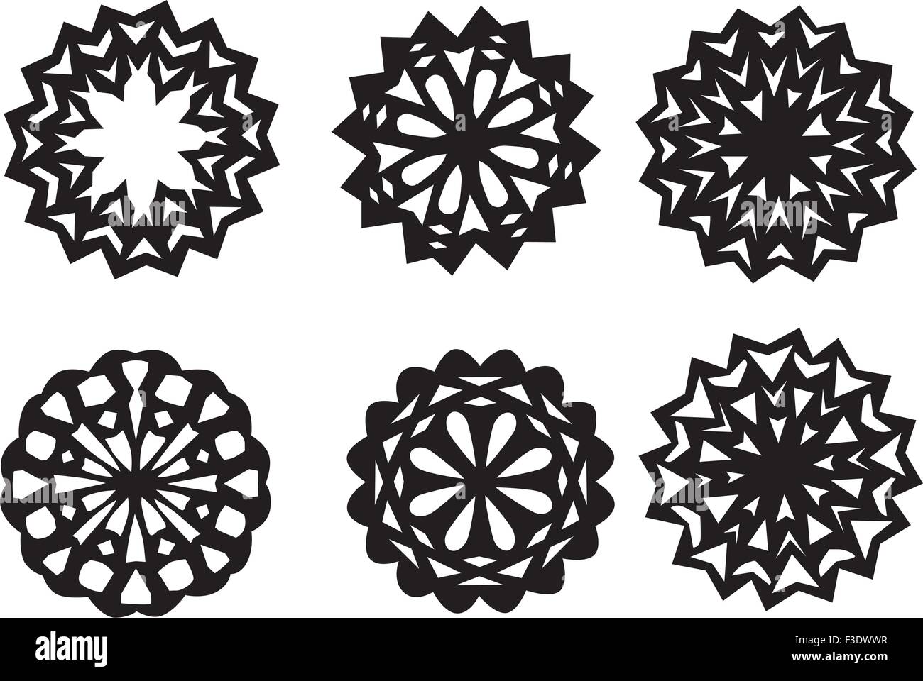 Set of black snowflakes isolated on white background Stock Vector Image ...