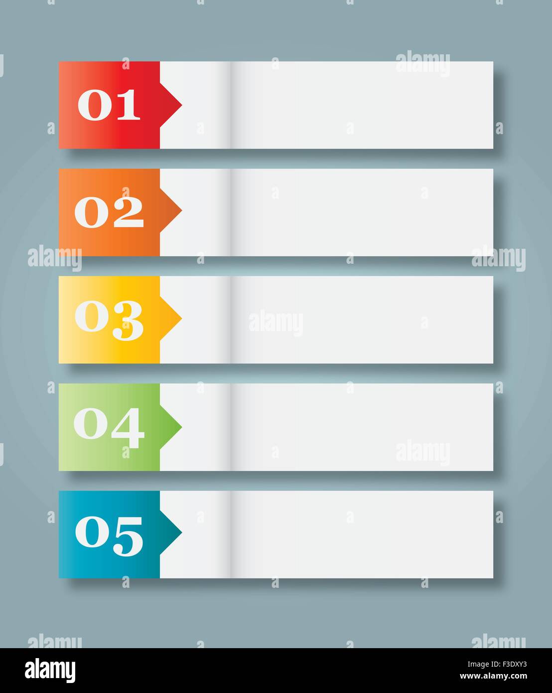 Set of 5 Numbered Paper Style Headers. vector eps10 illustration Stock Vector