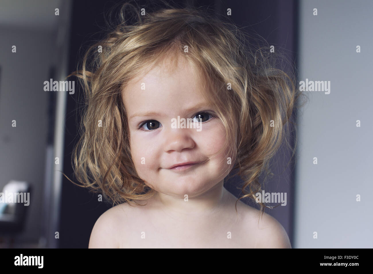 Baby girl smiling, portrait Stock Photo