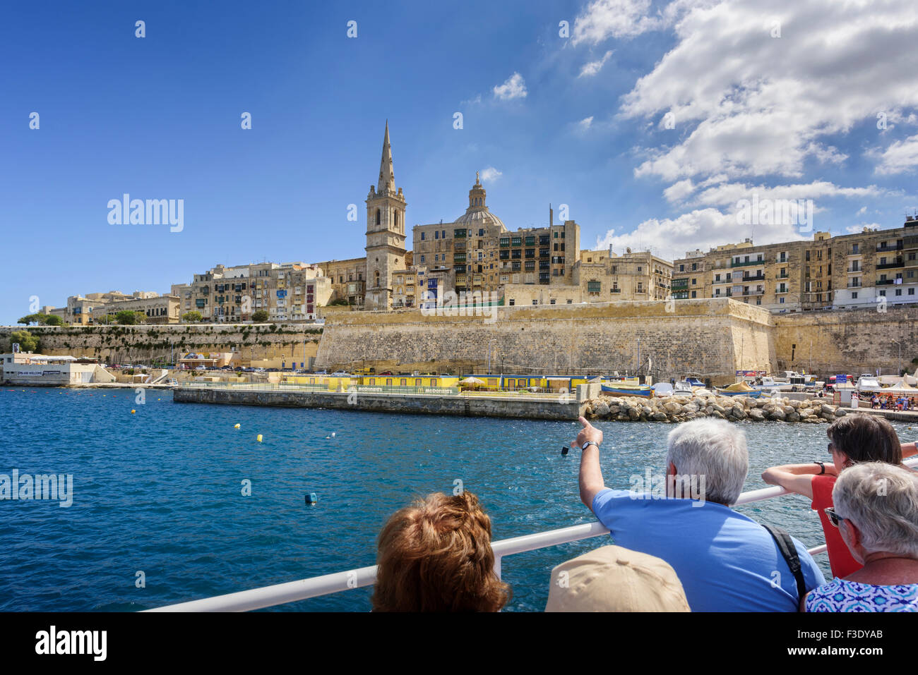 Approaching Valletta on the Sliema Ferry Stock Photo