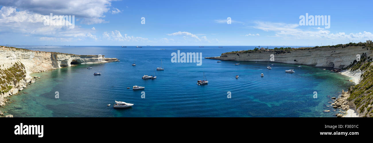 Il-Ħofra ż-Żgħira Cove near Marsaxlokk on the Malta coast Stock Photo