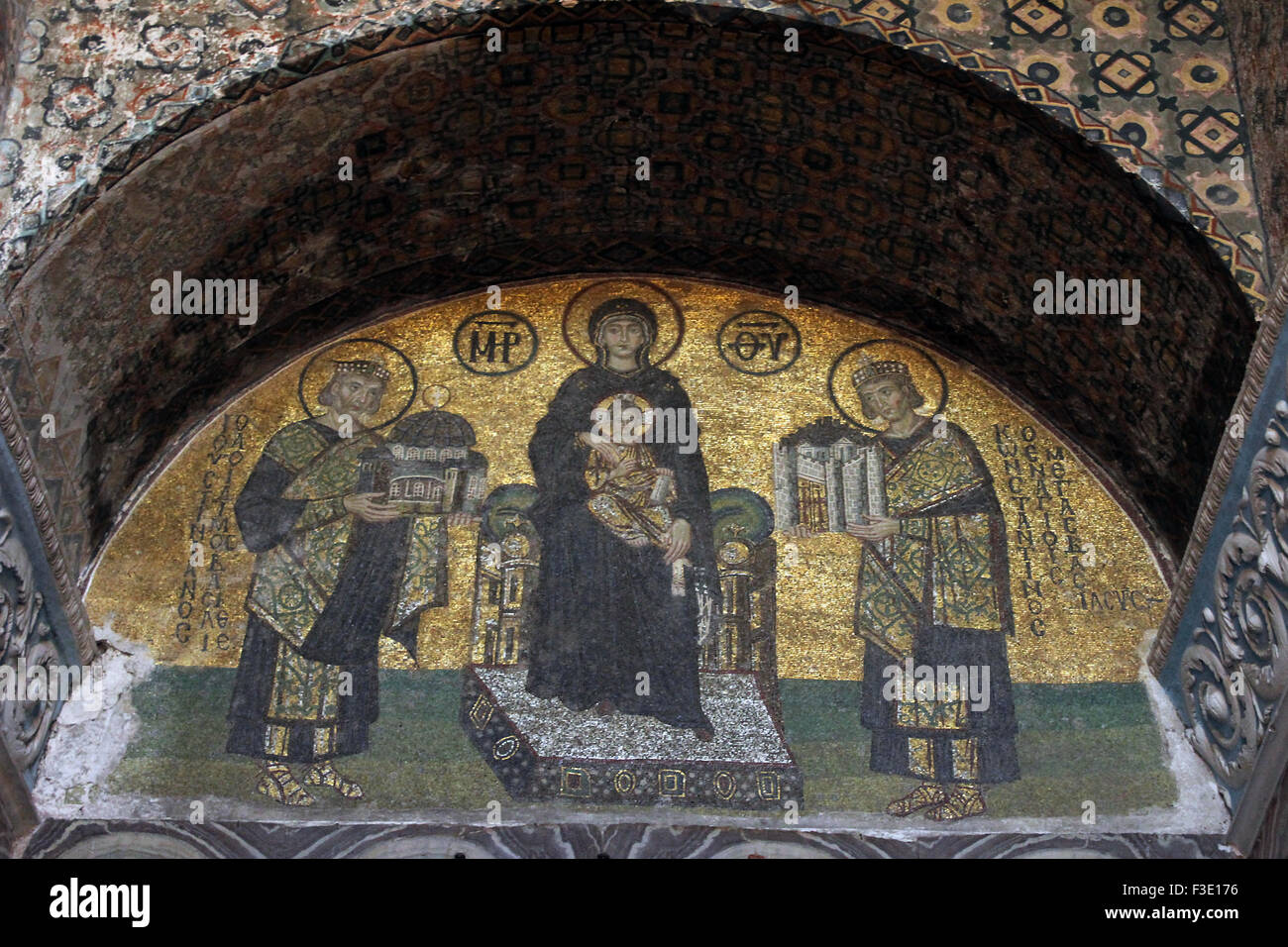 Mosaics inside the famous Basilica hagia Sophia, Stock Photo