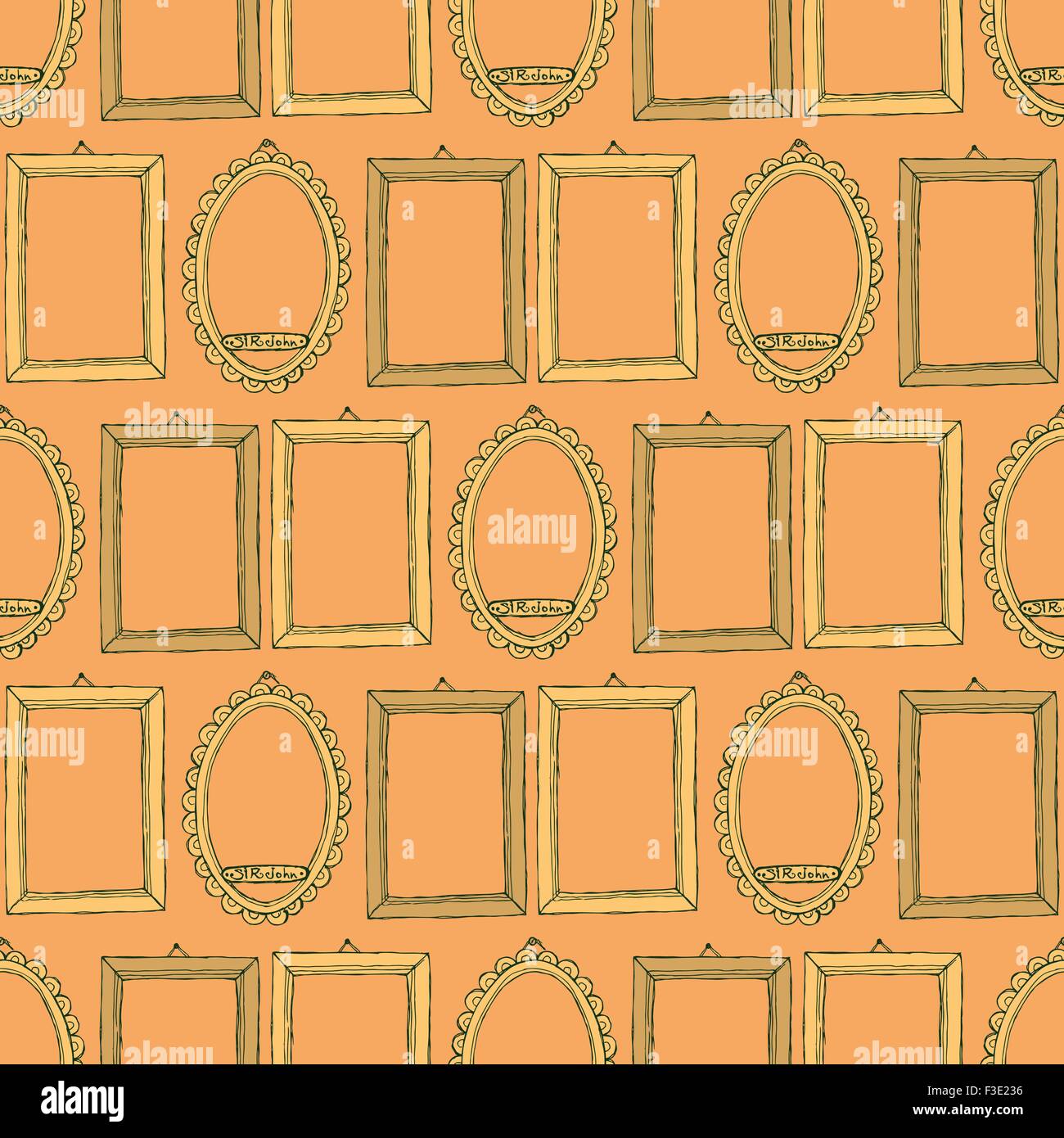Sketch frames in vintage style, vector seamless pattern Stock Vector ...