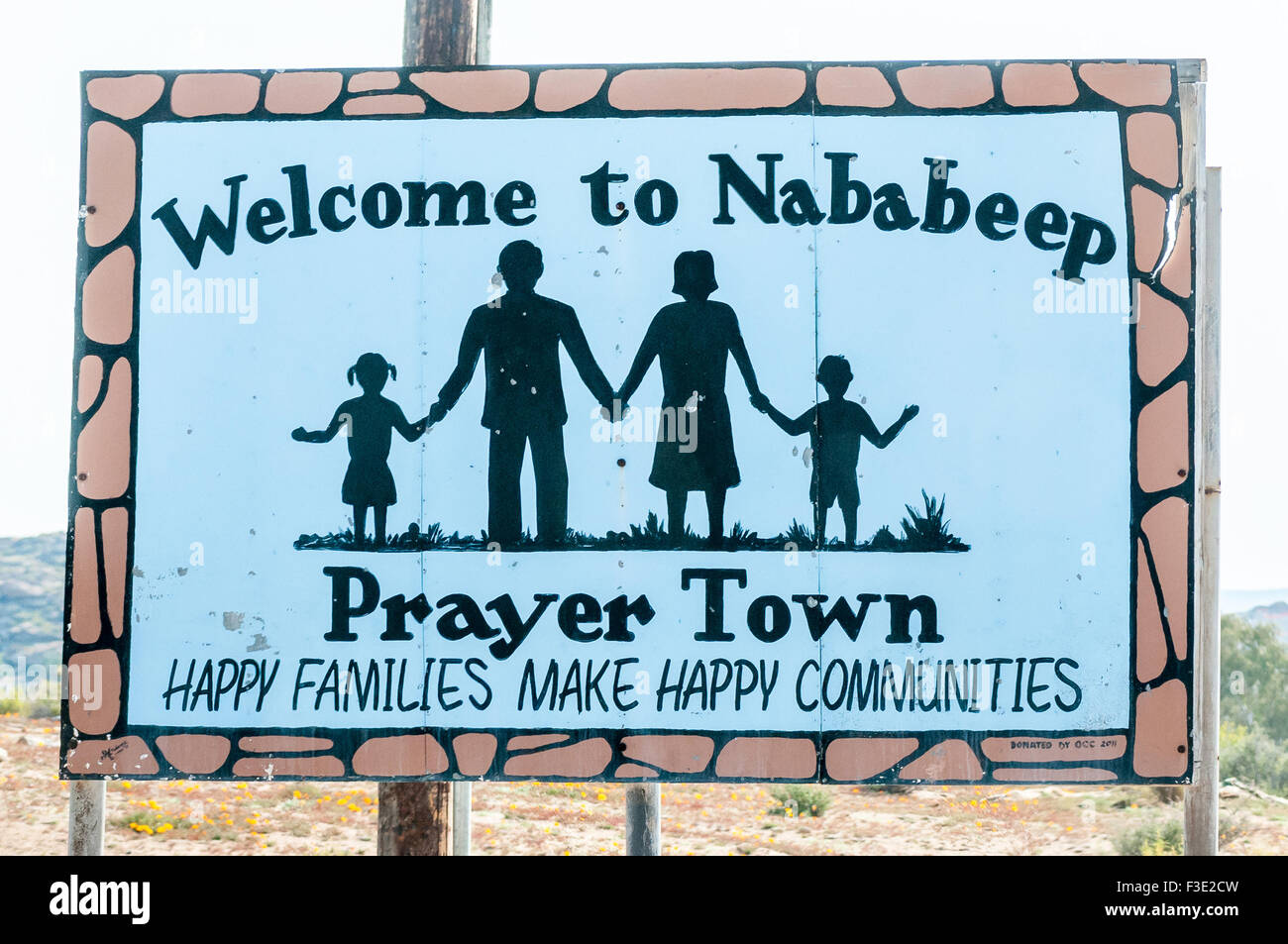 NABABEEP, SOUTH AFRICA AUGUST 17, 2015 A sign board in