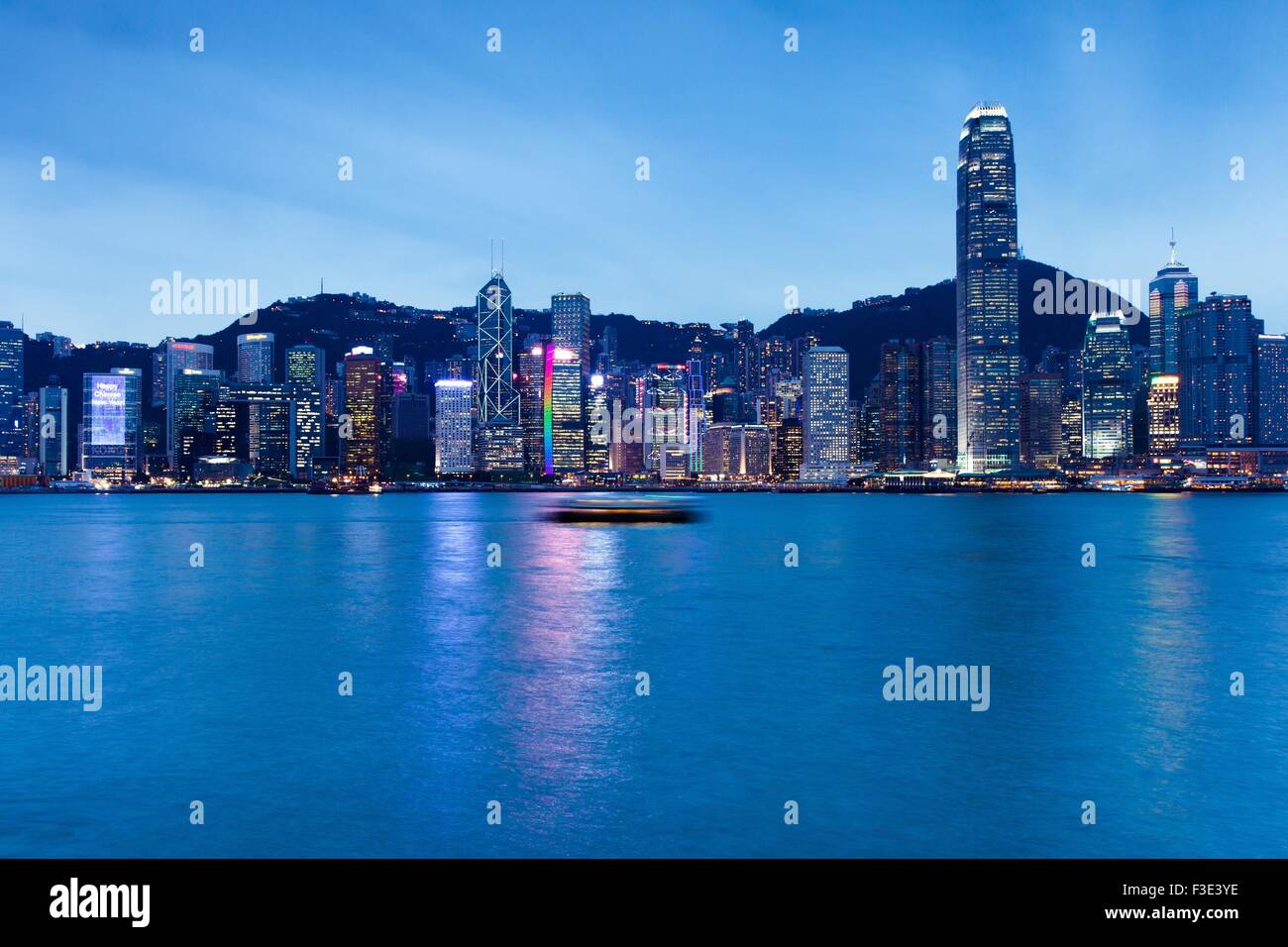 HONG KONG - FEB 19, 2014: Night view of Hong Kong at February 19, 2014. Stock Photo