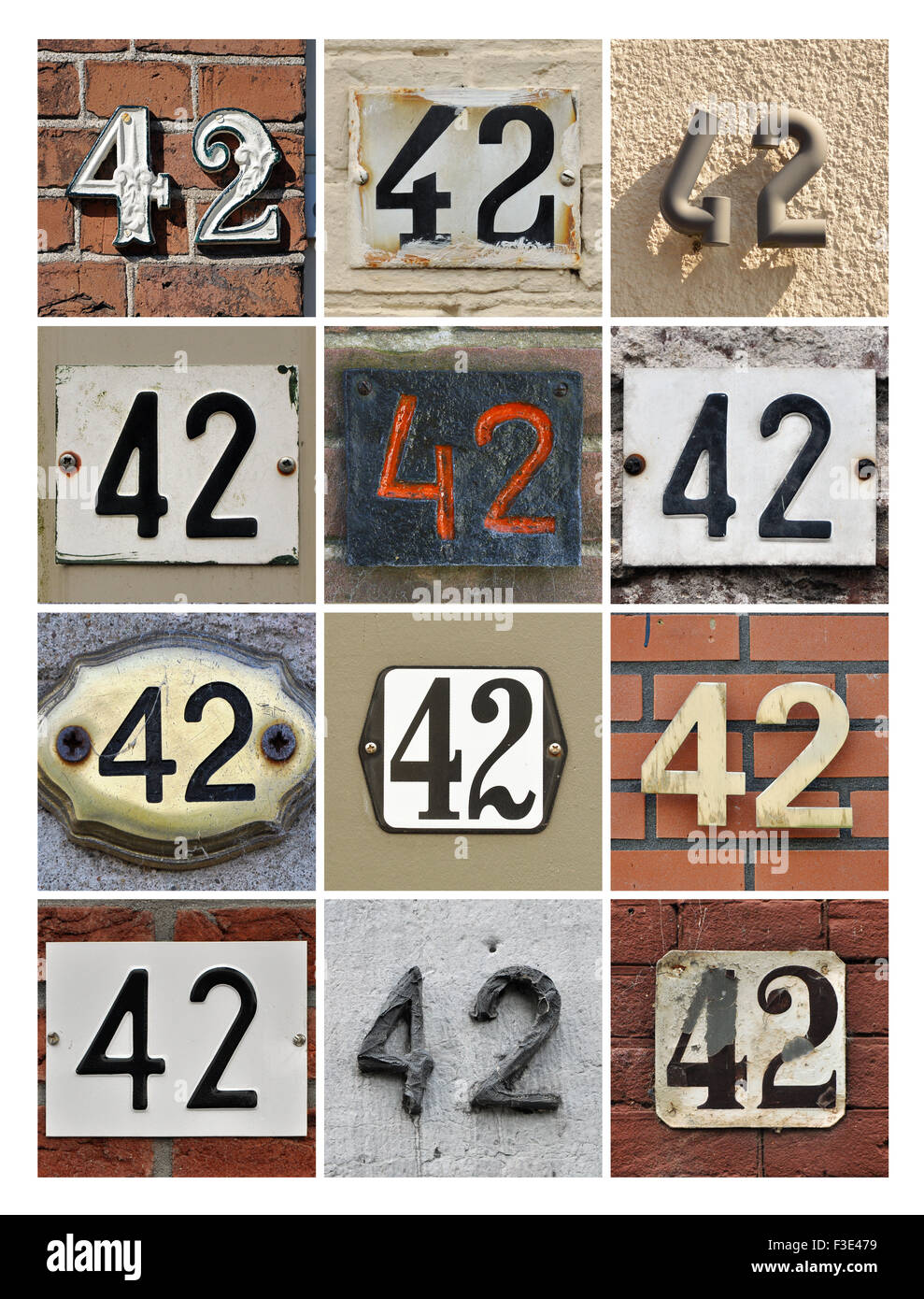 Number 42 collage house numbers hi-res stock photography and