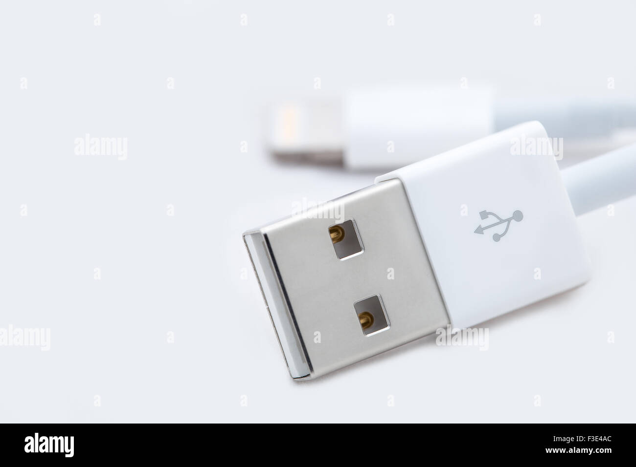 Macro shot of USB cable for data transferring. Stock Photo