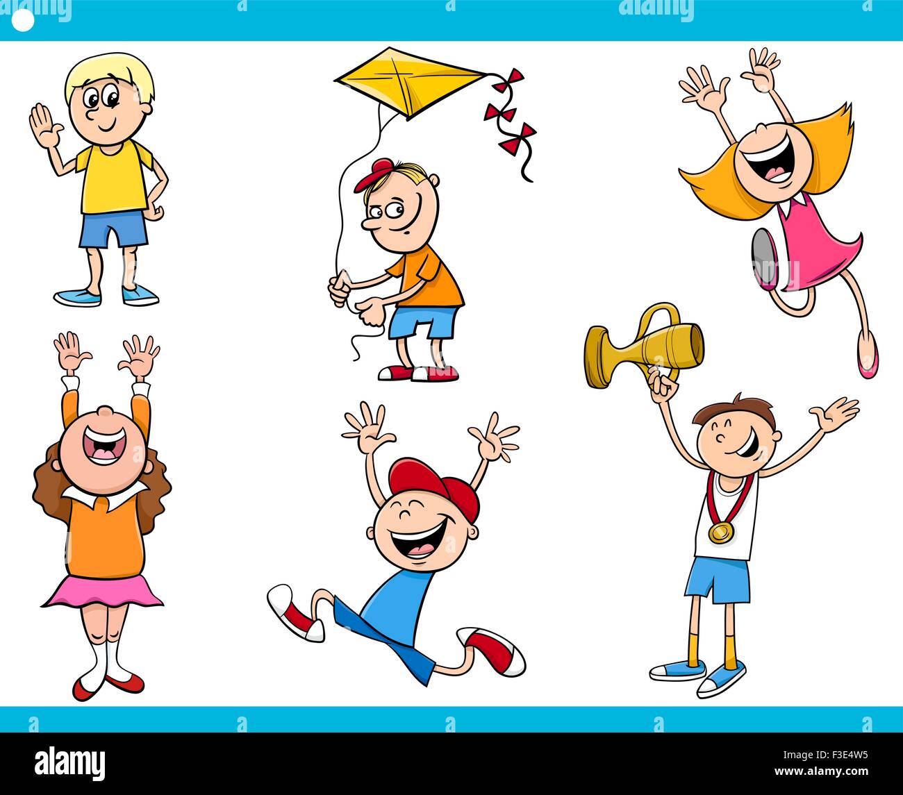 Cartoon Illustration of Cute Little Boys and Girls Children Characters ...
