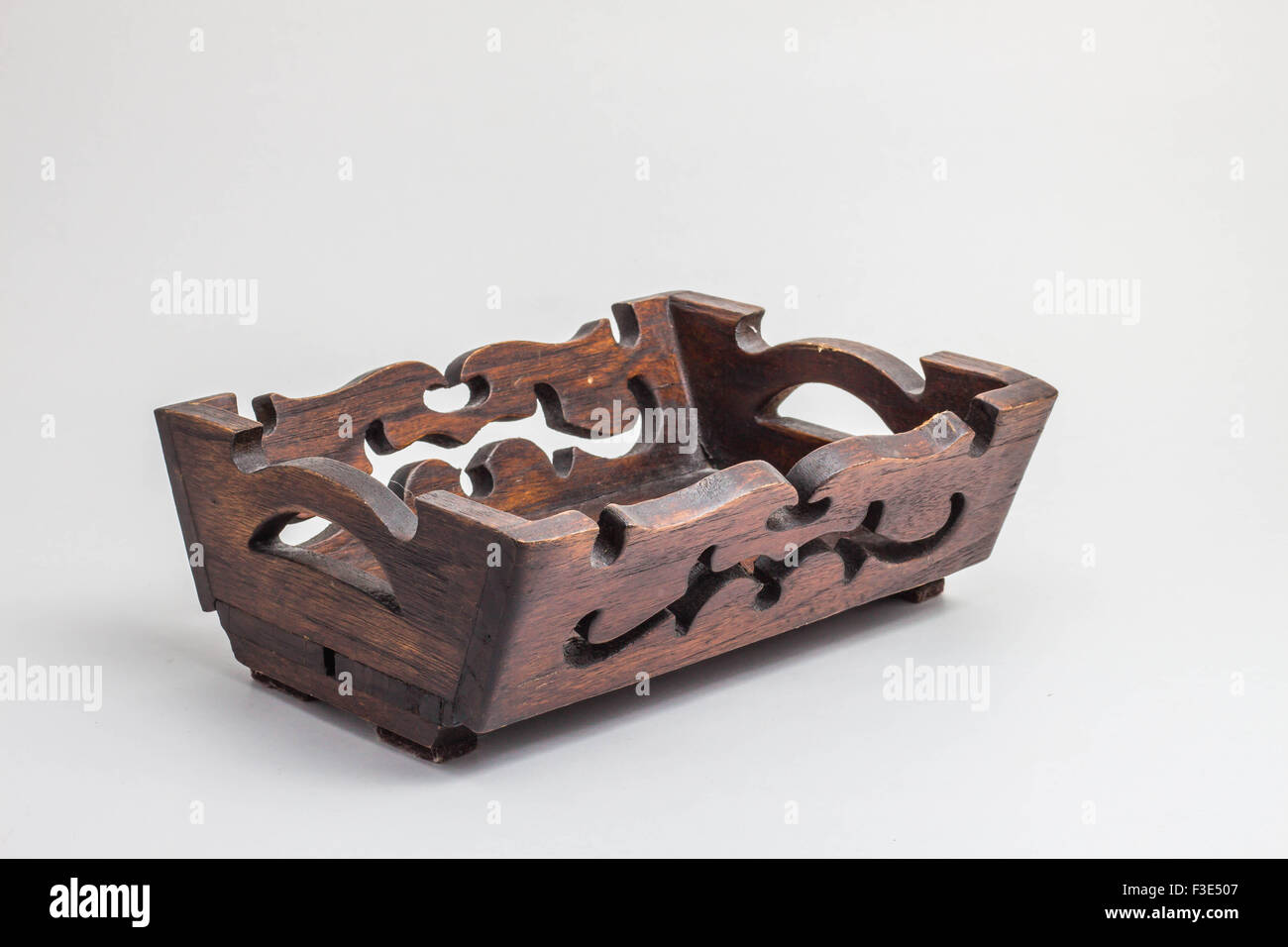 Wooden tray on isolated of background Stock Photo - Alamy