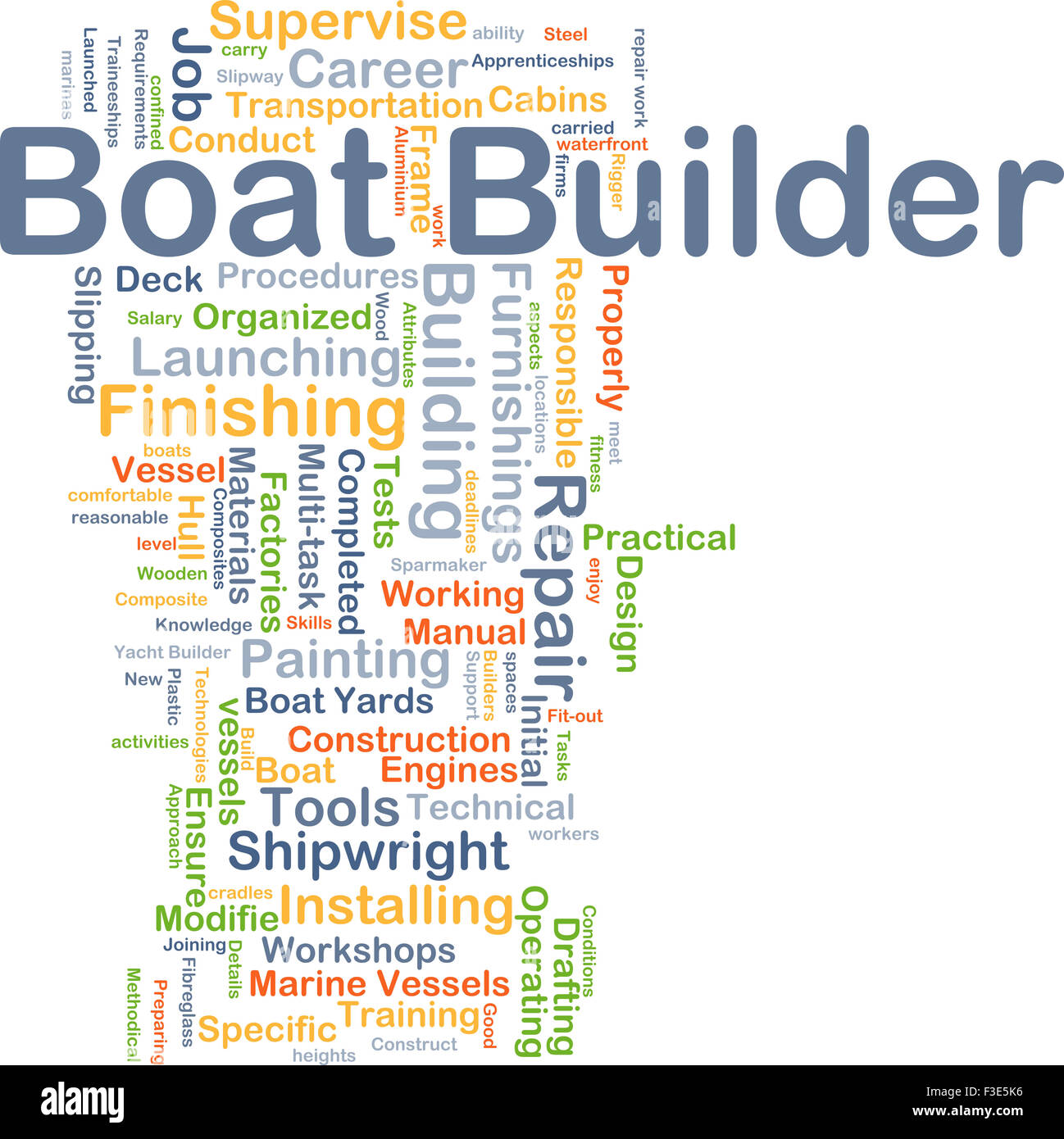 Background concept wordcloud illustration of boat builder Stock Photo