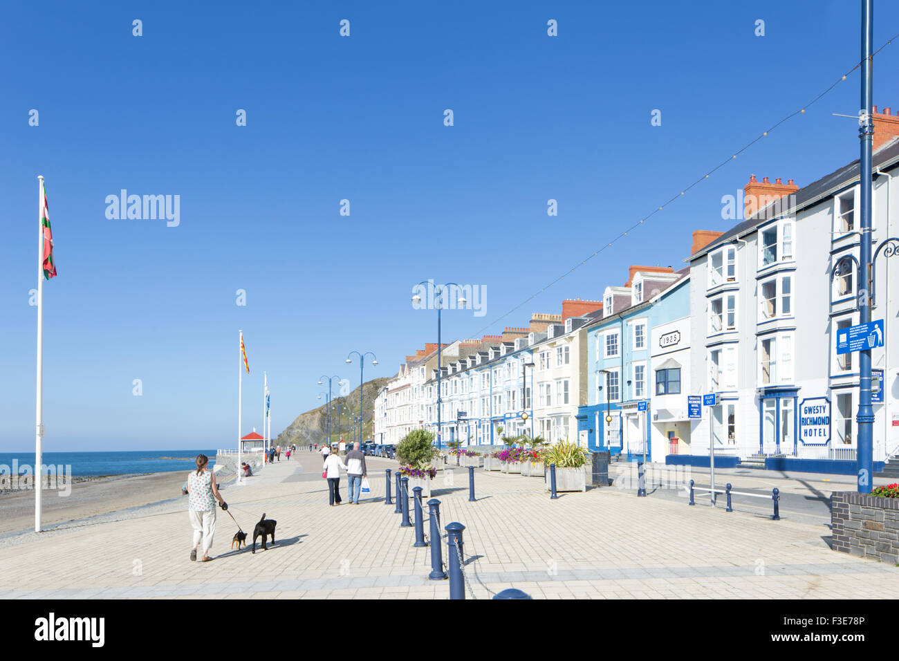 The newly repaired Aberystwyth seafront promenade, Ceredigion, West