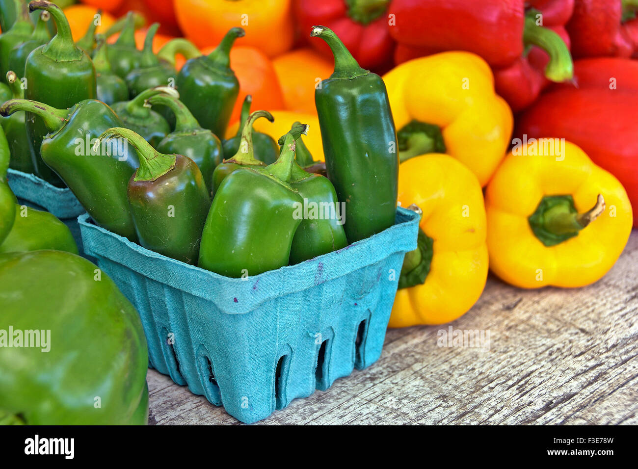 Variety of peppers for sale at the farmer's market Stock Photo - Alamy