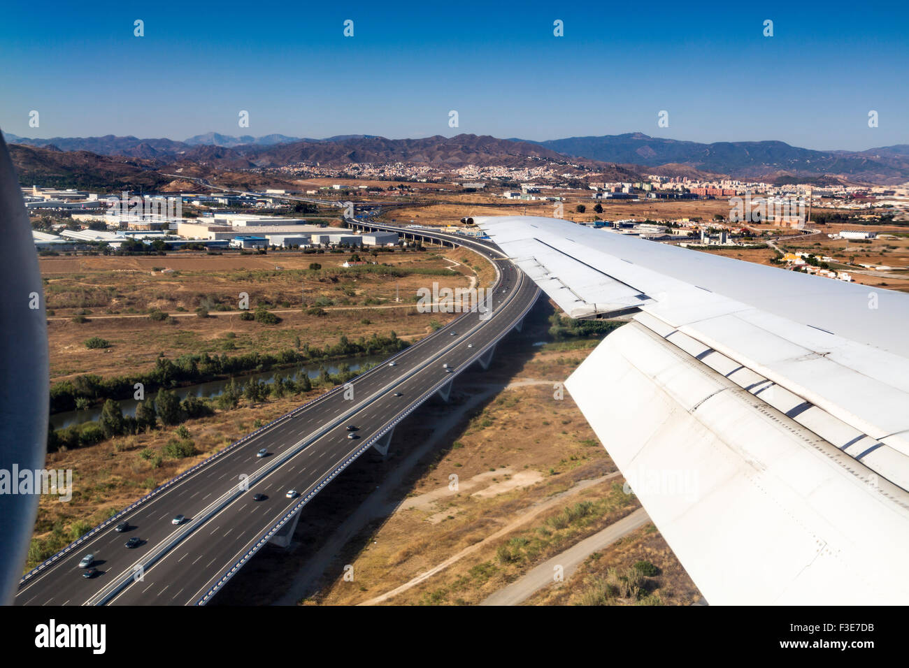 Freeway from a plane Malaga Andalusia Spain Stock Photo