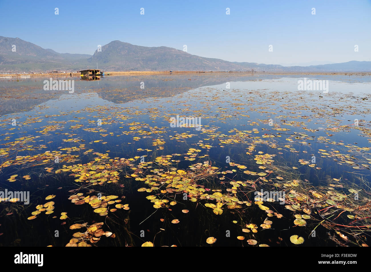 Over LaShiHai a lake in Yunnan Stock Photo
