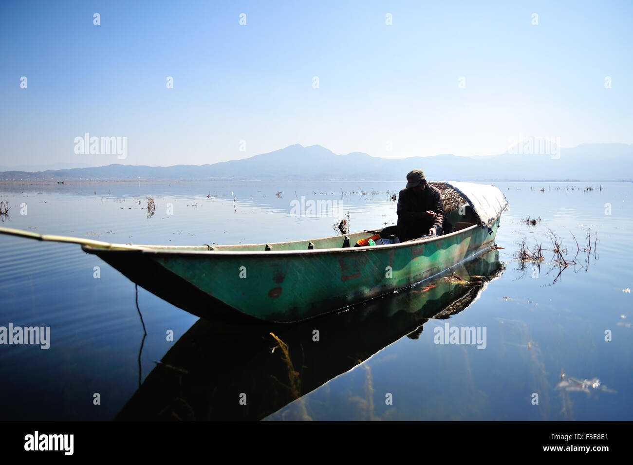 Over LaShiHai a lake in Yunnan Stock Photo