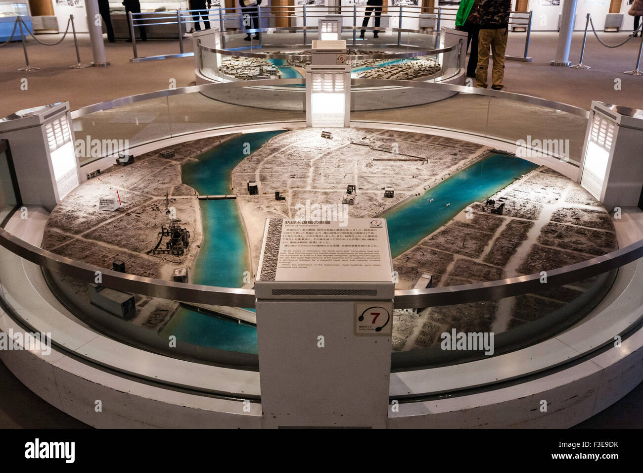 Hiroshima A-bomb museum before 2018 renovation. Scale models showing ...