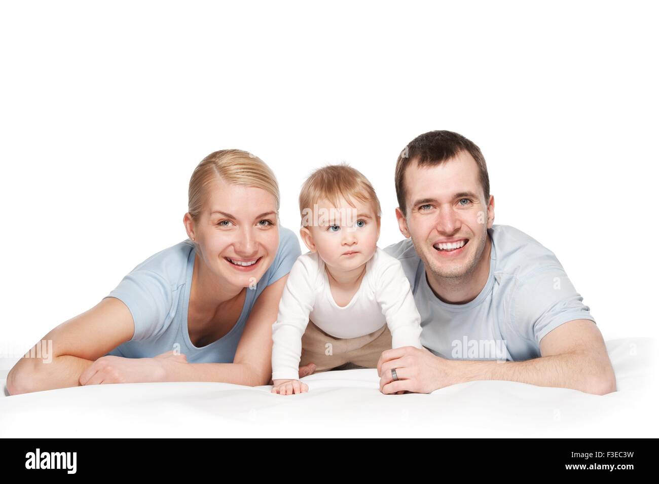 Happy family isolated on white background Stock Photo - Alamy