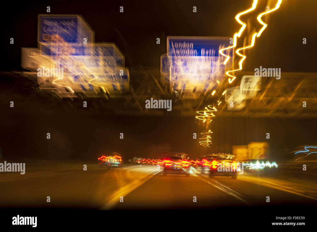 M5 motorway at night impressionistic image near Bristol UK Stock Photo