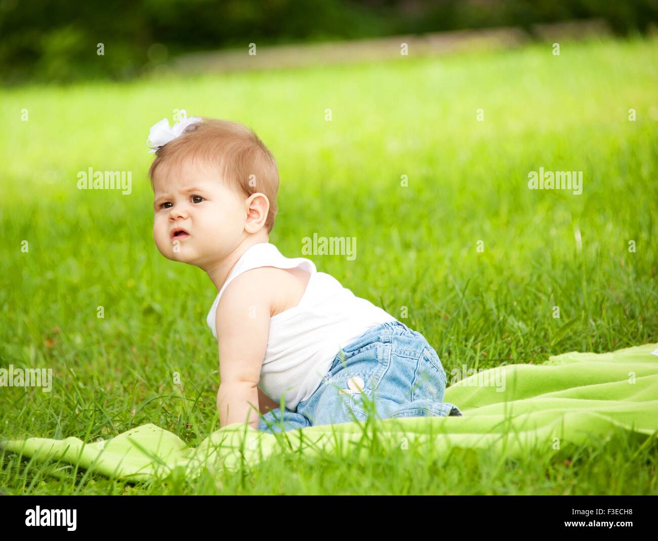 Baby girl outdoors Stock Photo Alamy