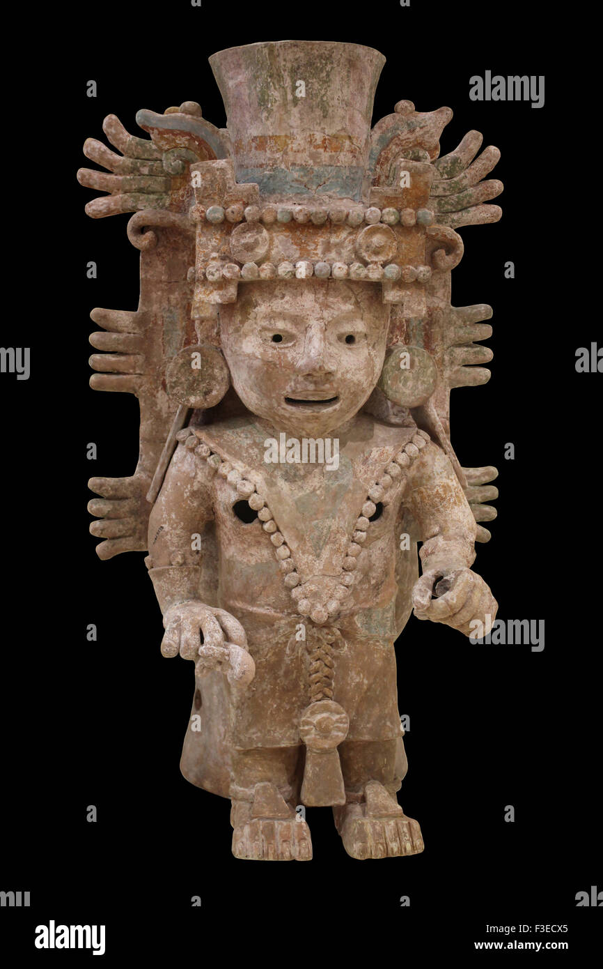 Censer Depicting a Female Deity Late Post-Classic Period AD 1250-1550 Mayapan, Yucutan, Mexico Stock Photo