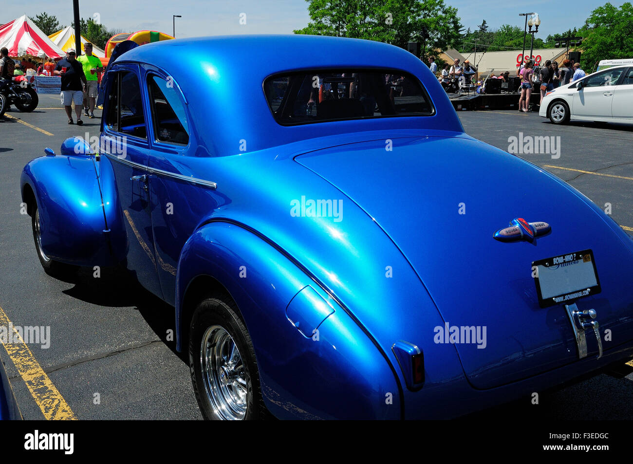 Blue Hot Rod at car show. Stock Photo